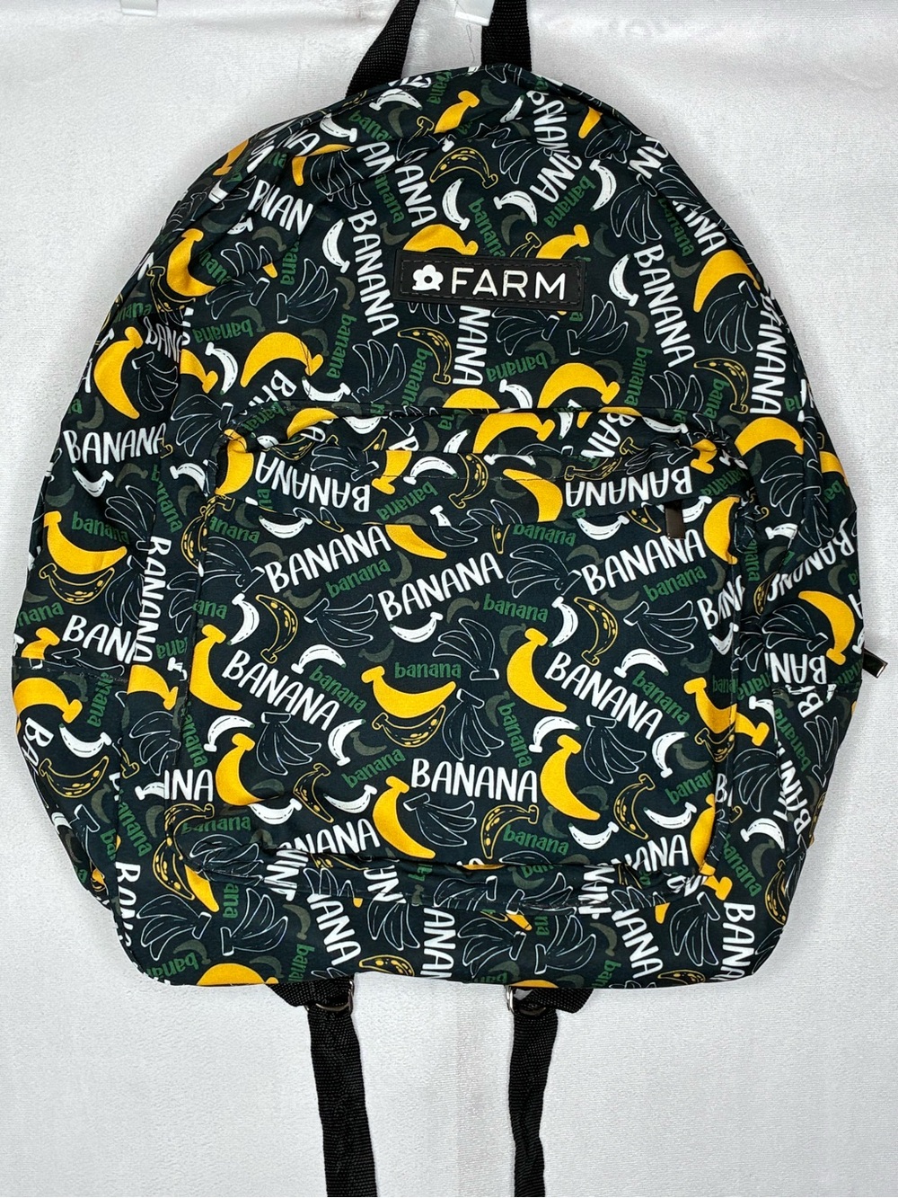 NWOT Farm Rio Banana Print Backpack - Black & Yellow - Picture 2 of 5
